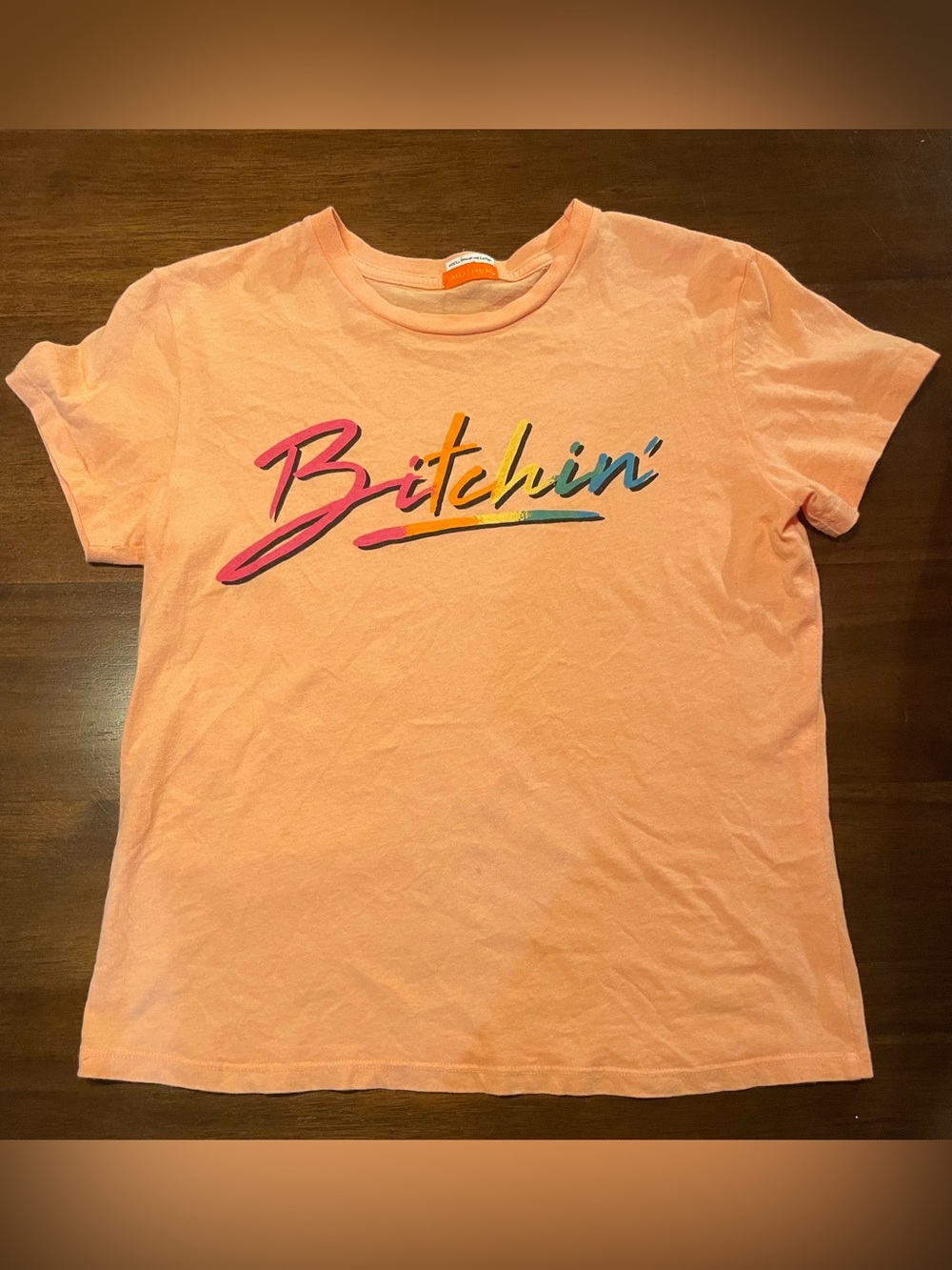 MOTHER Lil Goodie Goodir  “Bitchin” Short Sleeve Cotton Tee peach color Small